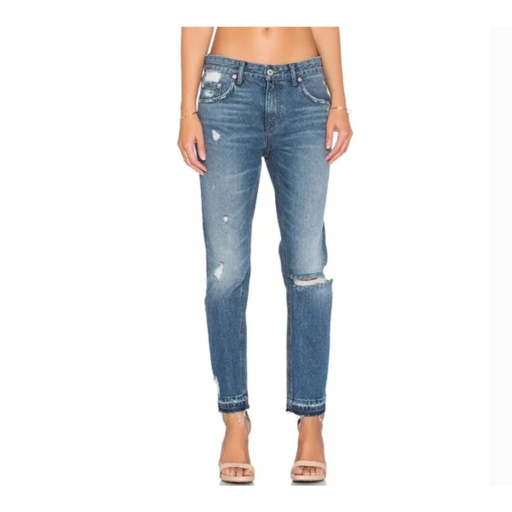 Tularosa Women's Bella Slim Boyfriend Blue Medium Denim Wash Jeans Size 25